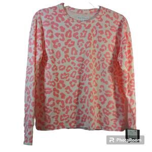 Grayson Threads Women's Pink Leopard Lips Printed Sleepwear Top Small